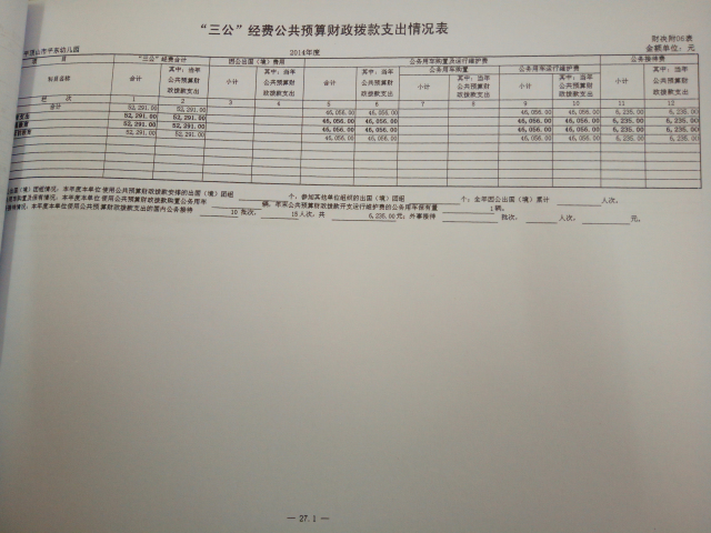 平东幼儿园2014年度“三公经费”支出情况公开
